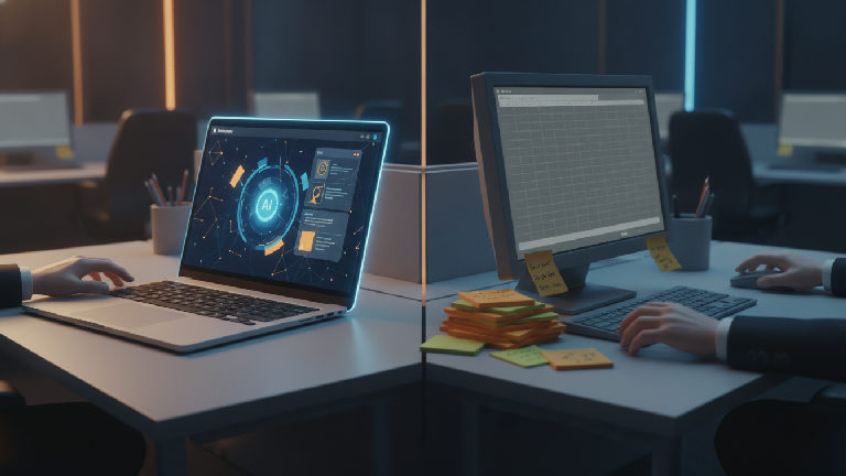 Illustration: Workers using AI are seeing major benefits – but a gap is emerging