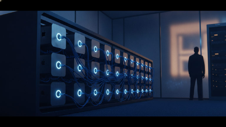 Illustration: Apple Unleashes a Swarm of Mac Minions to Share GPU Resources for Large AI Tasks